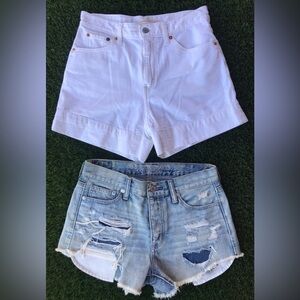 High Waisted Denim Shorts: Levi’s Mom Short (27) x AE Jean Cut-Off Shorts (2)